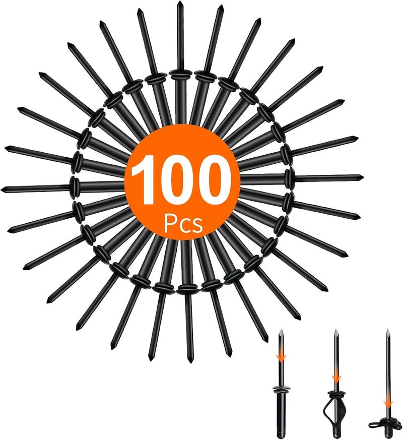 HLOGREE 3/16" x 1" Tri Grip Rivets - 100PCS - Tri-fold Marine Decorative Pop Rivets with Waterproof O Rings,Tri-Grip Rivets for Boat Canoe,Aluminum Blind Rivets Tri Grip Boat Kayak Rivets,Trifold Rivets - Image 1